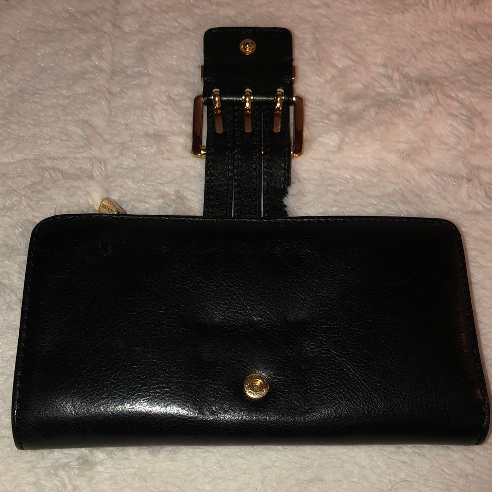 Michael Kors Black Leather Buckle Clutch Wallet with Gold Hardware - Picture 4 of 11